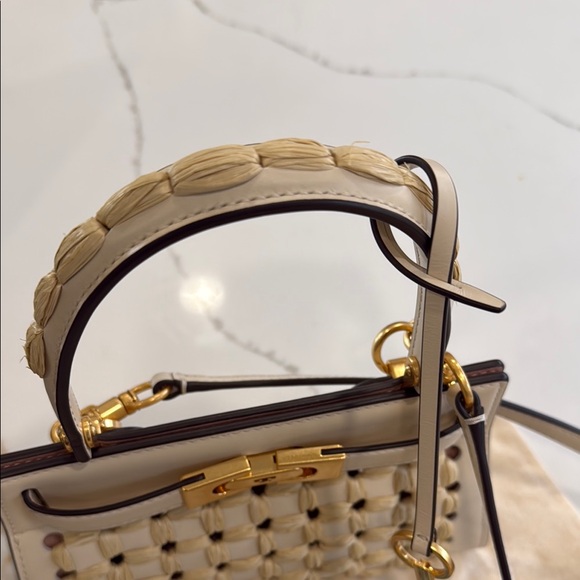 NWOT Tory Burch Lee Radziwill Raffia Punch Petite Bag - Picture 6 of 12